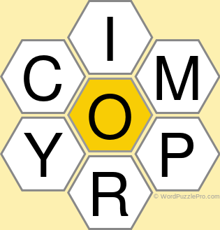 Spelling Bee &#34;Hive&#34; Board for February 6, 2020