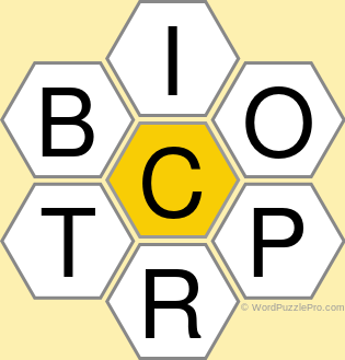 Spelling Bee &#34;Hive&#34; Board for February 13, 2020