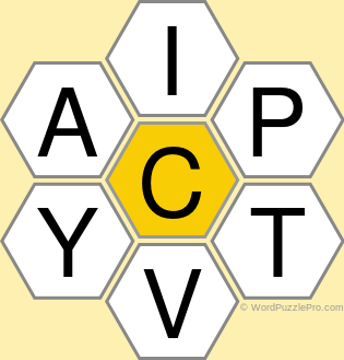 Spelling Bee &#34;Hive&#34; Board for December 21, 2020