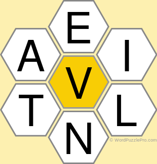 Spelling Bee &#34;Hive&#34; Board for February 14, 2022